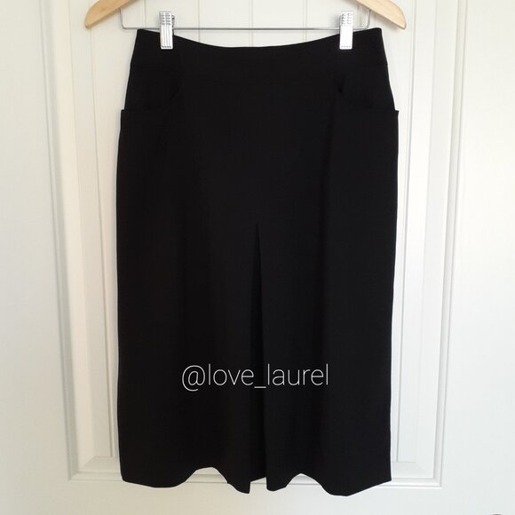Chanel Wool Skirt With Pockets & Inverted Pleat Silk Lining Size 10 - Picture 14 of 14